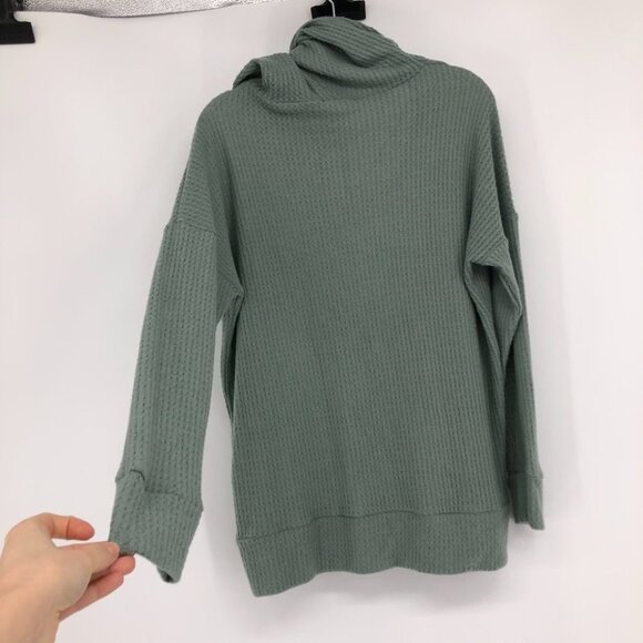 Cherish Sage green waffle knit hooded pullover - Picture 10 of 12